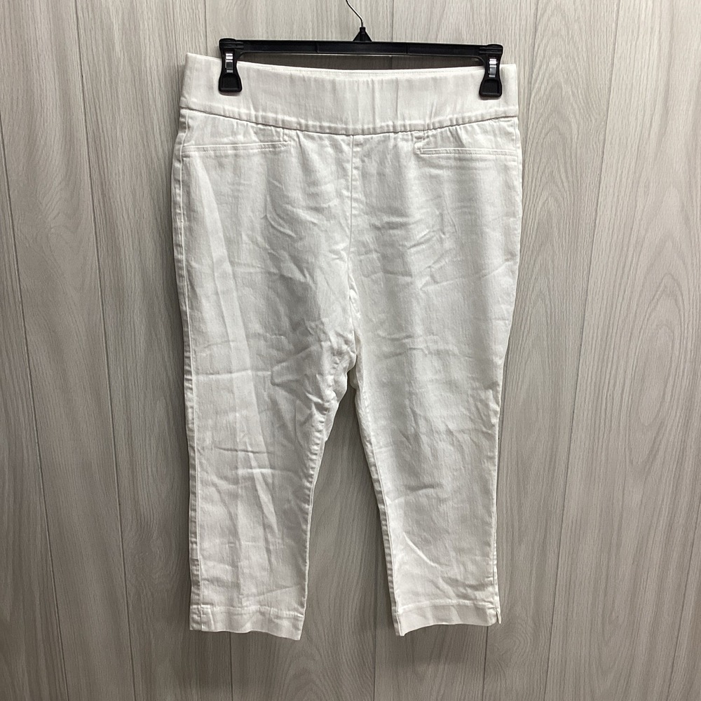 St. John's Bay Women's (Size 12) Solid White Capri Pants Cotton Stretch
